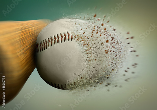 baseball hit with the ball disintegrating