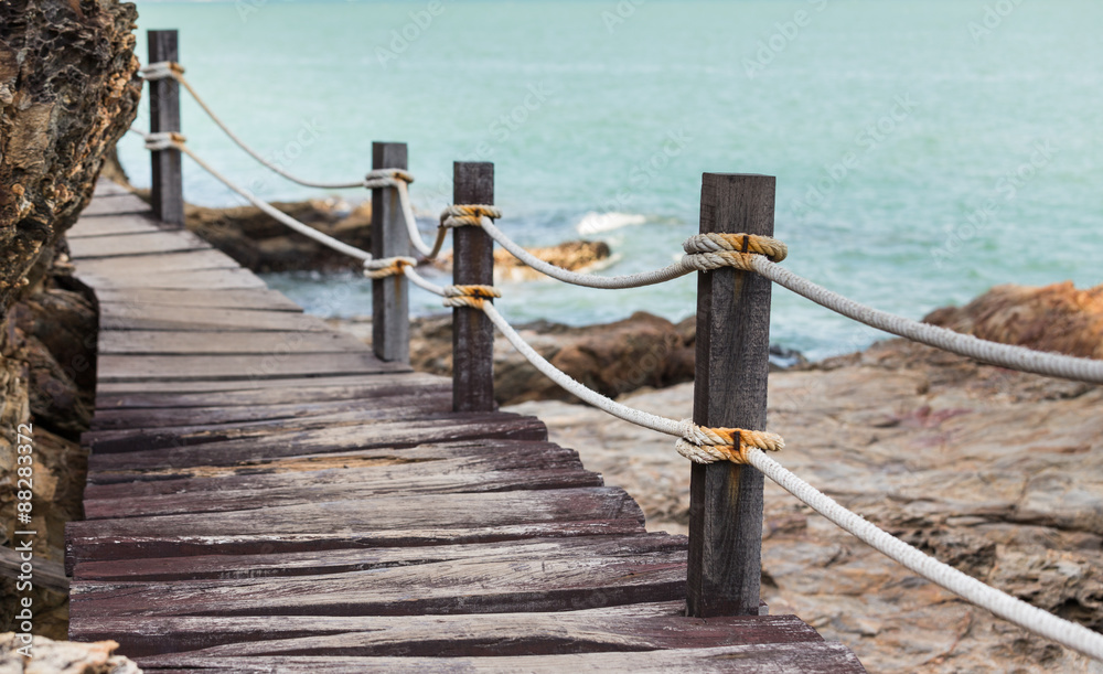 Fototapeta premium long wood walk path