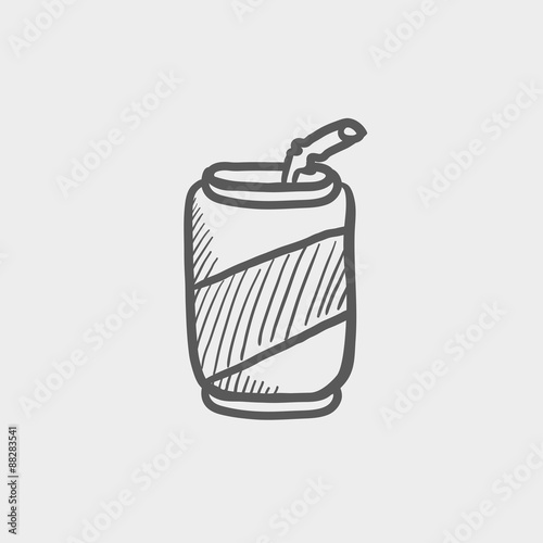 Soda can with straw sketch icon