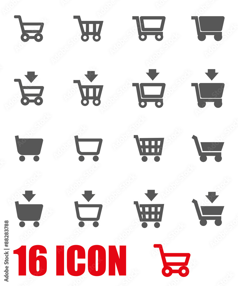 Vector grey shopping cart icon set Vector grey shopping cart icon set