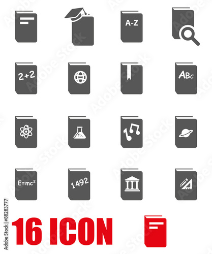 Vector grey schoolbook icon set