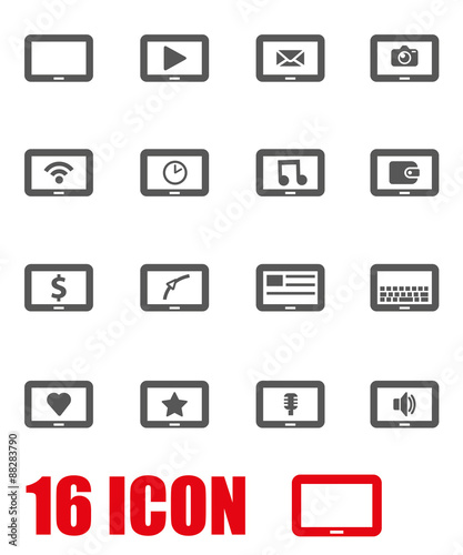 Vector grey tablet icon set © skarin