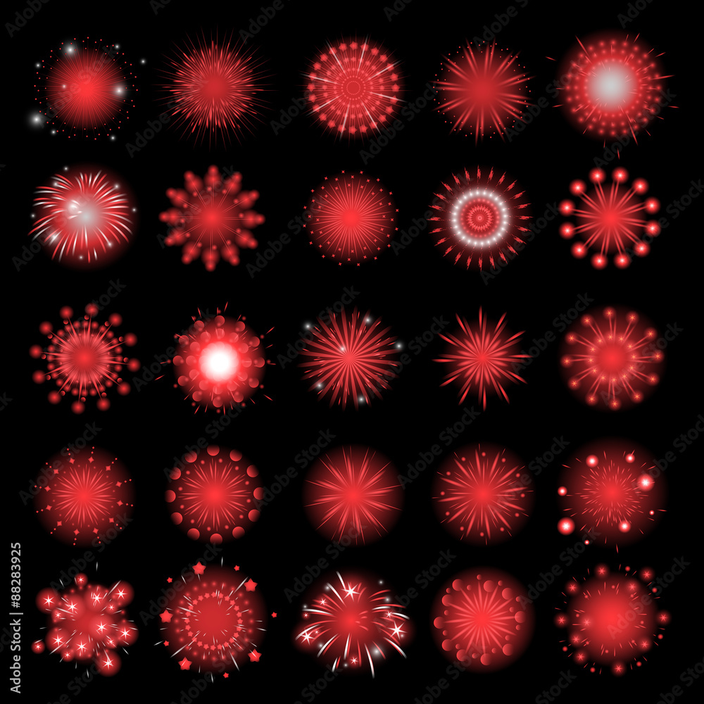 Fireworks Icons Set - Isolated On Black Background - Vector Illustration, Graphic Design, Editable For Your Design Fireworks Icons Set - Isolated On Black Background - Vector Illustration, Graphic Design, Editable For Your Design