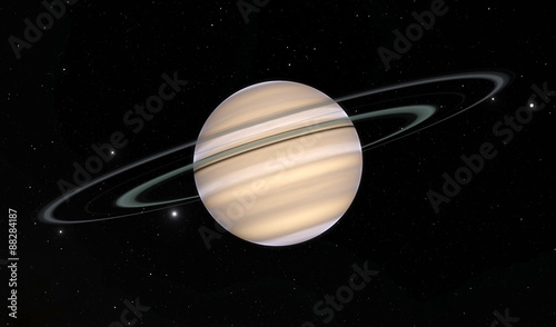 Computer illustration of Saturn. Deep black space background
