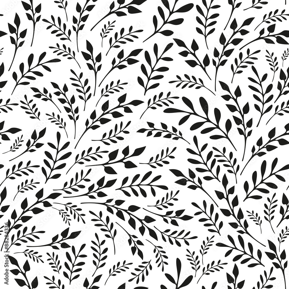 Seamless floral black and white background Seamless floral black and white background