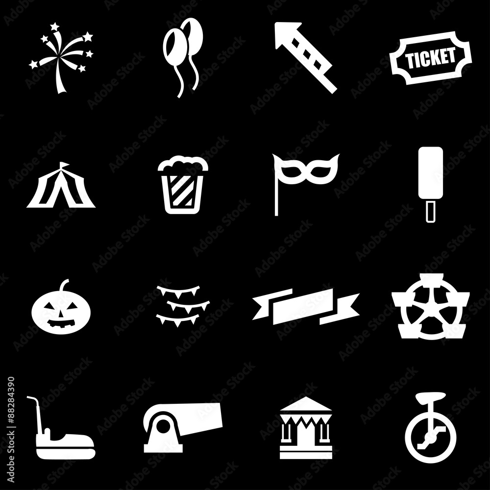 Fototapeta premium Vector white carnival icon set