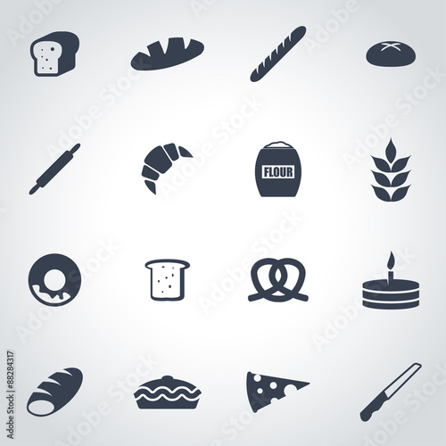Vector black bakery icon set