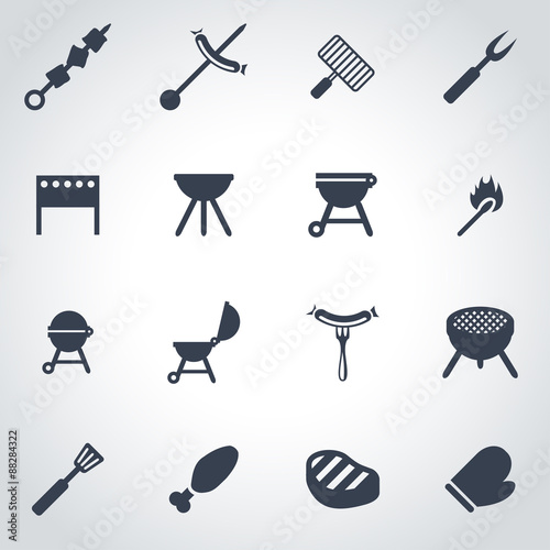 Vector black barbecue icon set