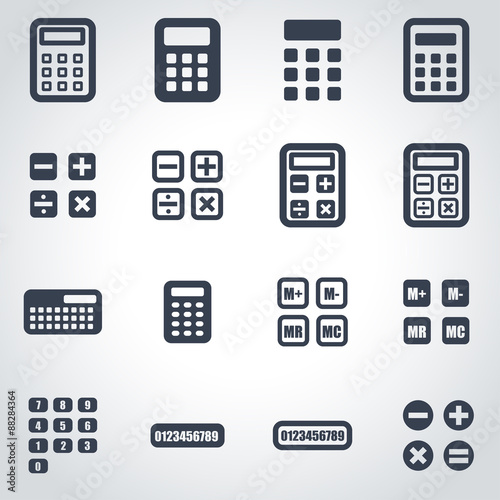 Vector black calculator icon set
