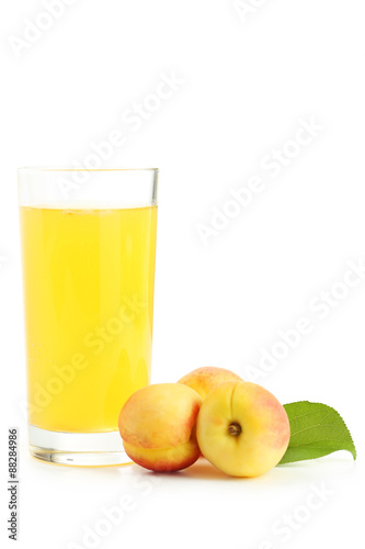 Apricot juice isolated on a white