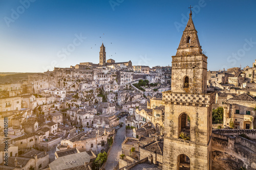 Obraz na płótnie Ancient town of Matera (Sassi di Matera), European Capital of Culture 2019, in golden morning light, Basilicata, Italy w salonie