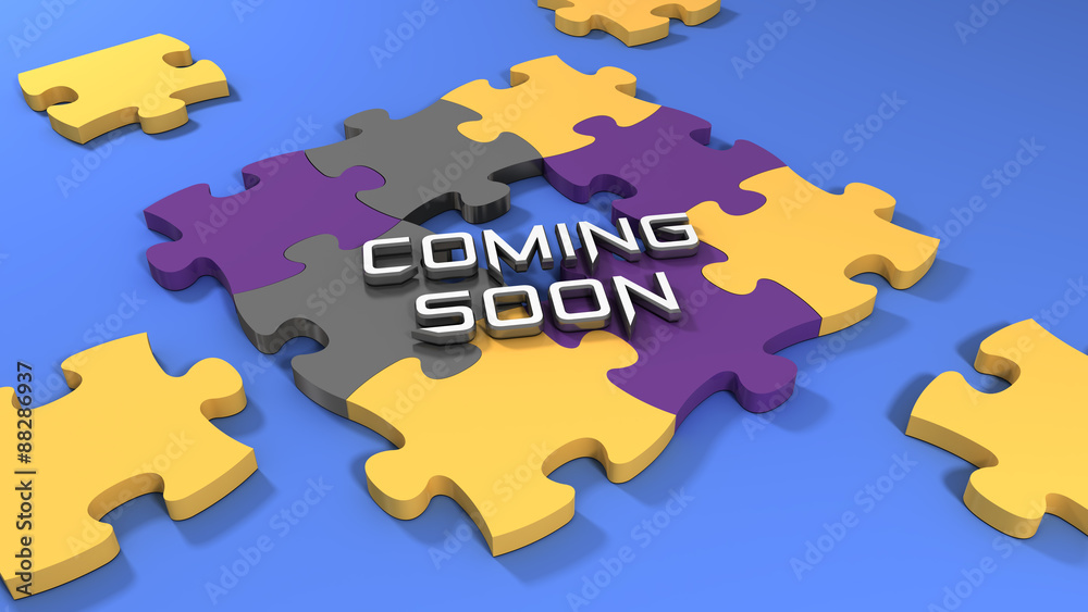 Obraz premium Coming soon text with color puzzle background