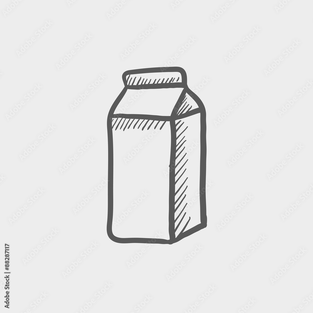 Fresh milk in a box sketch icon Fresh milk in a box sketch icon