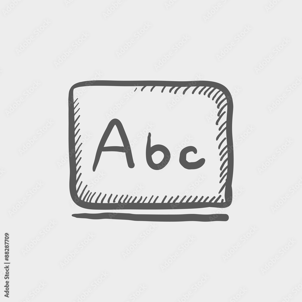 Letters abc in blackboard sketch icon Letters abc in blackboard sketch icon