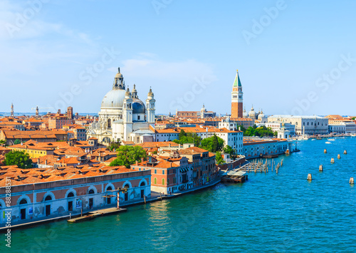 Venice cityscape, view from sea.