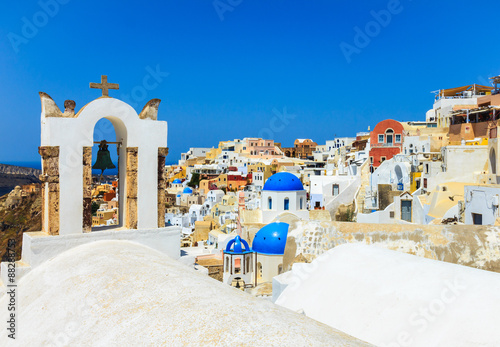 Beautiful city of Oia on Santorini island. Santorini is one of the most popular tourist destinations in Greece.