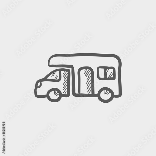 Camper van sketch icon