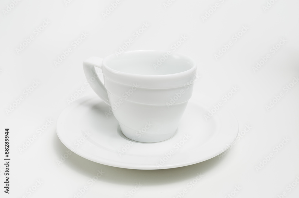 White empty coffee cup on white background White empty coffee cup on white background