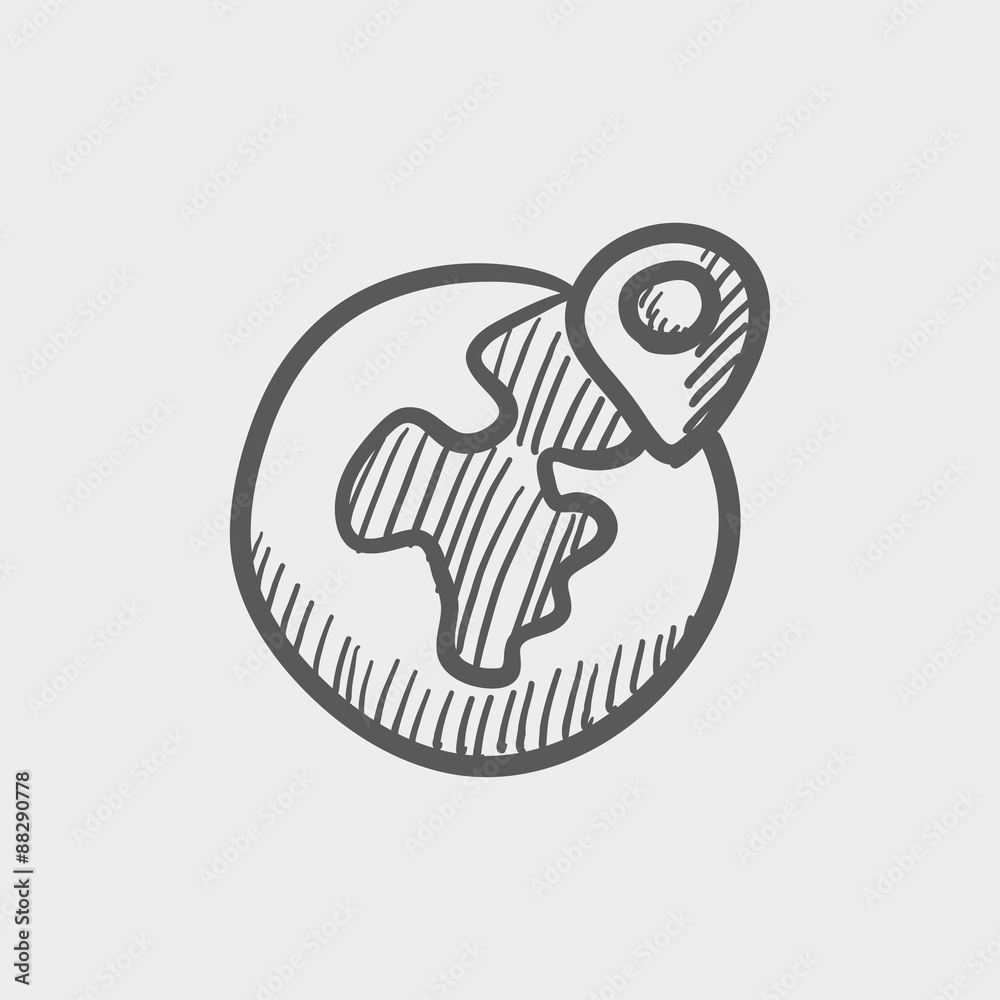 Global with locator sketch icon Global with locator sketch icon