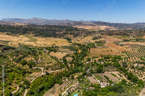 Andalusia landscape  countryside road and rock in Ronda  Spain  