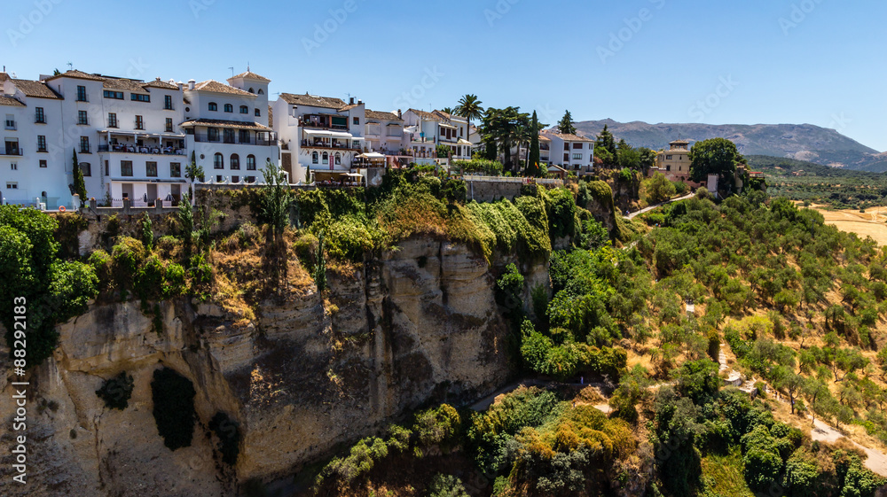 Andalusia landscape, countryside road and rock in Ronda, Spain
