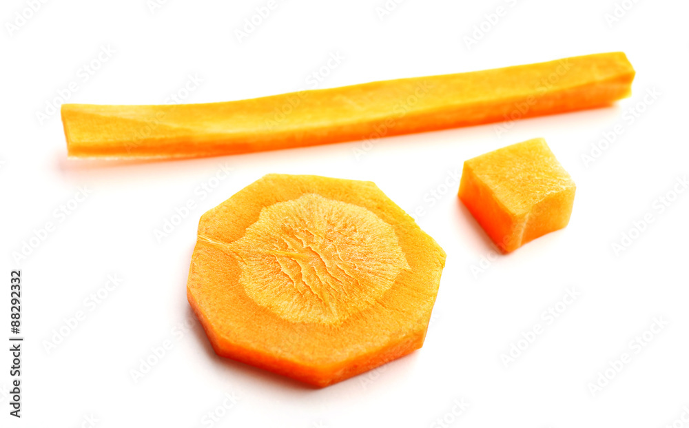 Sliced and diced carrot isolated on white Sliced and diced carrot isolated on white