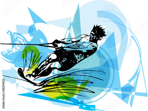 Water skiing illustration