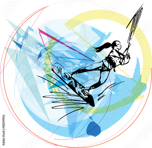 Water skiing illustration