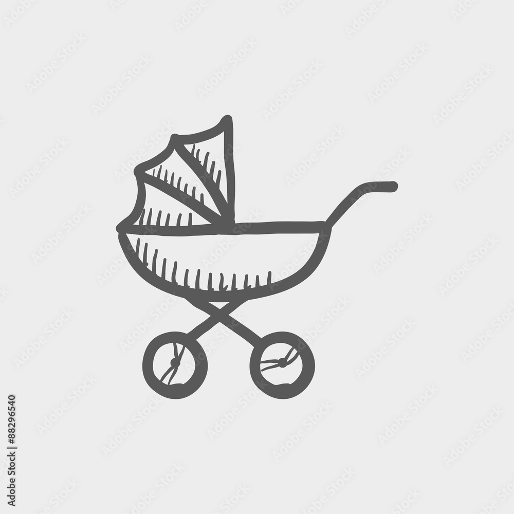 Baby stroller sketch icon Baby stroller sketch icon