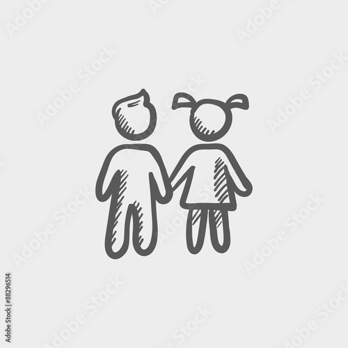 Little siblings sketch icon
