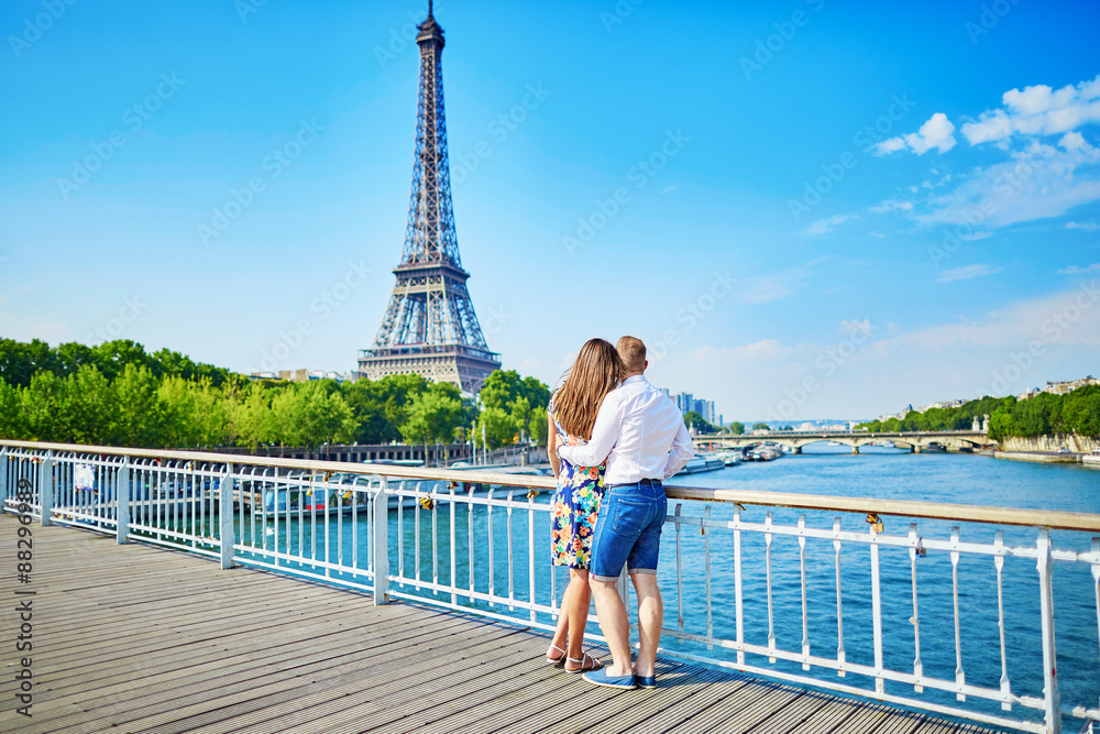 Young couple having a date in Paris, France