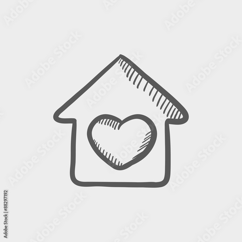 Contoured house sketch icon