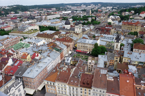 Cityscape top view of Lviv