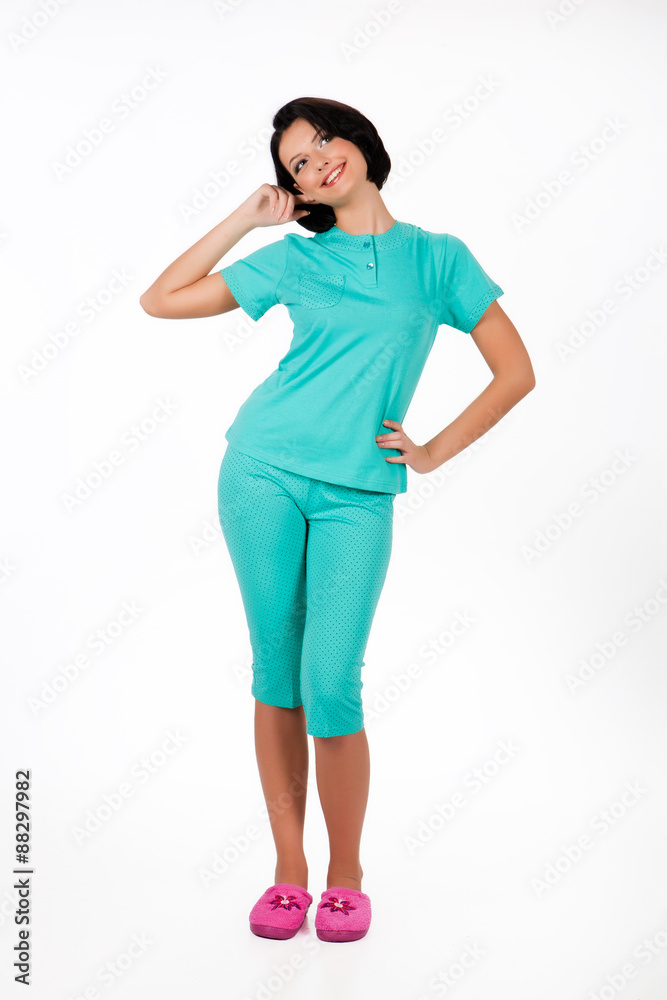 Young Woman In Home Clothing Young Woman In Home Clothing