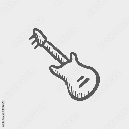 Vintage electric guitar sketch icon