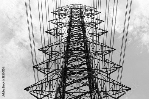 Eletric tower in black and white