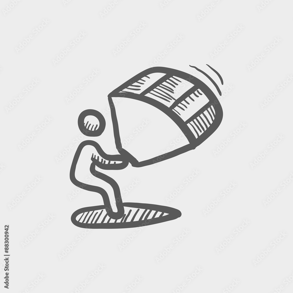 Obraz premium Kite surfing sketch icon