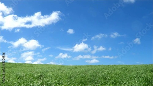 草原と青空と雲