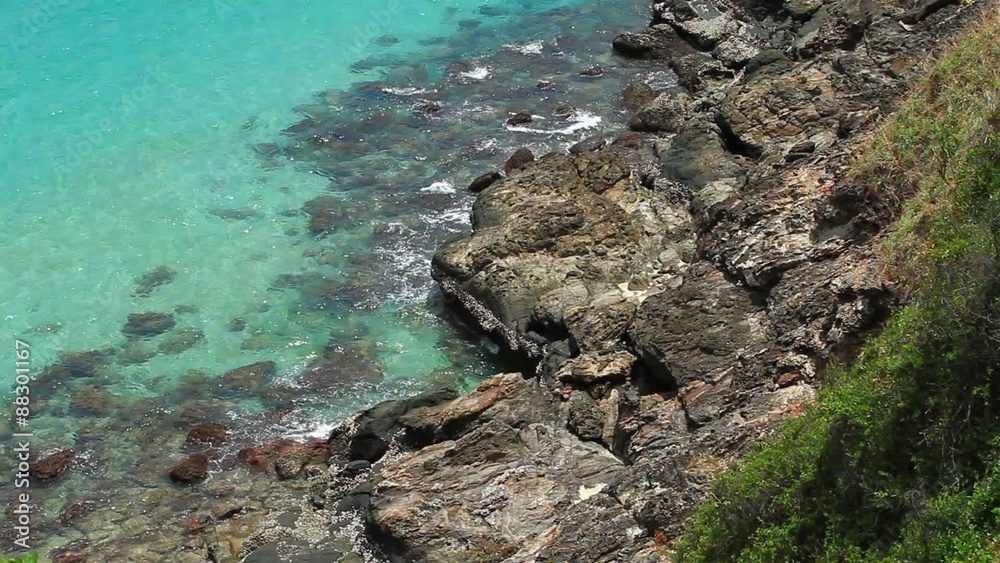 top view of beautiful lonely stony tropical beach at summer day, high definition, Full HD, 1920x1080 top view of beautiful lonely stony tropical beach at summer day, high definition, Full HD, 1920x1080