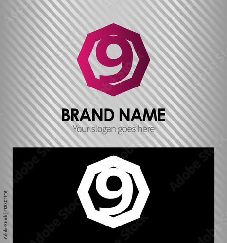 Number logo design.Number nine logo.Logo 9 vector template 