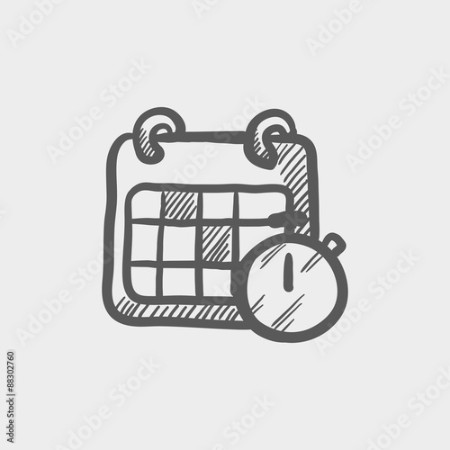 Calendar and stopwatch sketch icon
