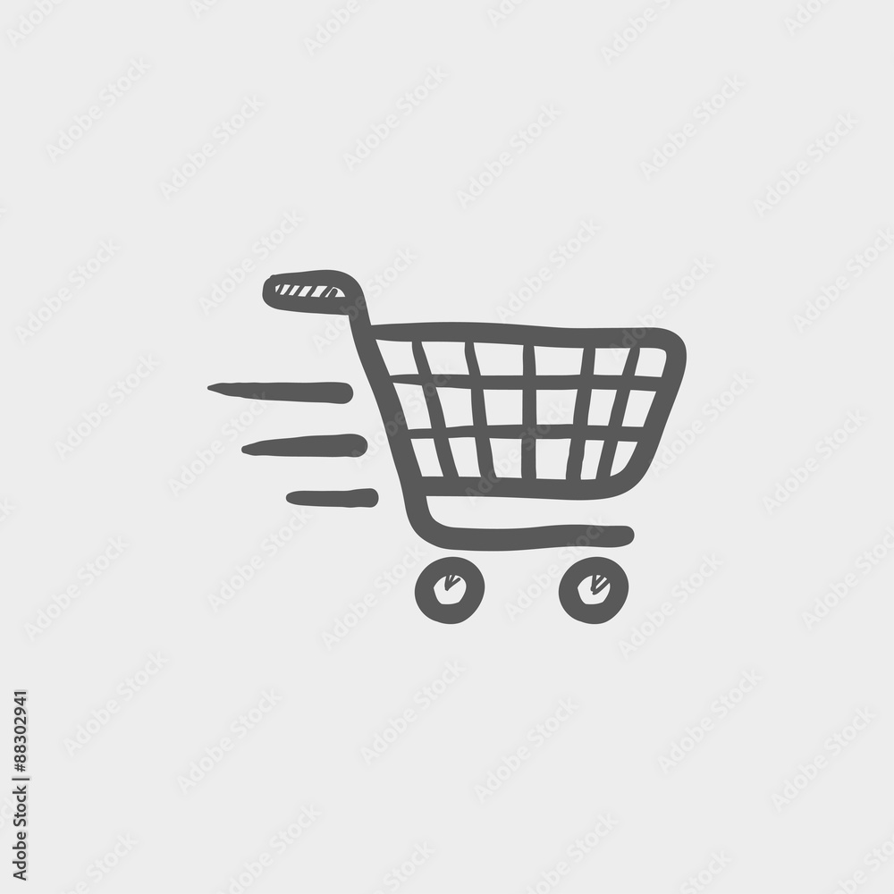 Fast delivery shopping sketch icon Fast delivery shopping sketch icon
