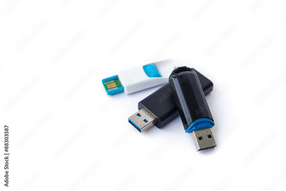 USB flash drives isolate on white background. USB flash drives isolate on white background.