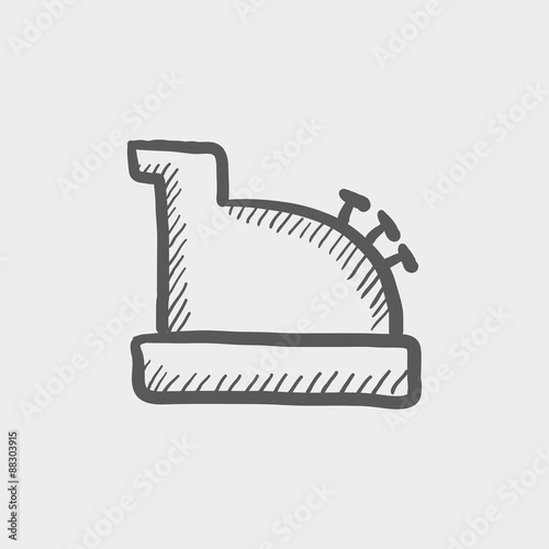 Antique cash register sketch icon