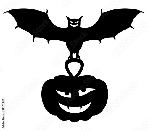 Halloween pumpkin and vampire