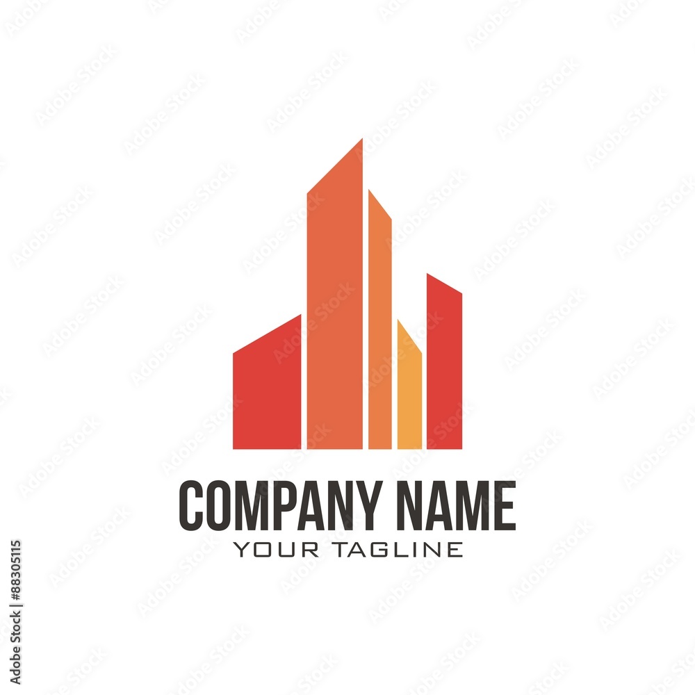 Building Logo Orange Color.  Building Logo Orange Color . Building or real estate logo template.
