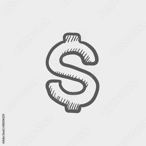 Dollar symbol sketch icon