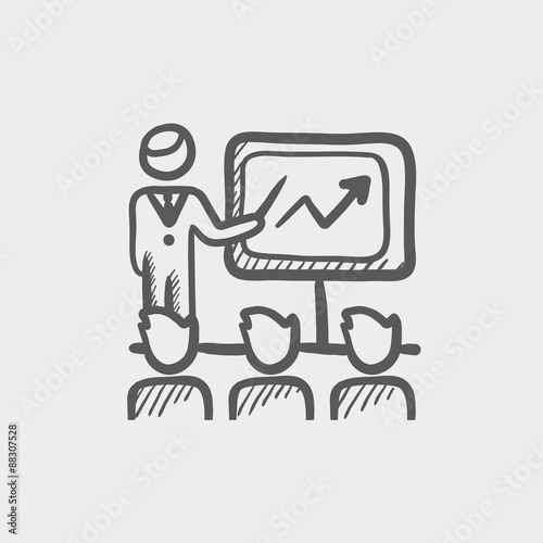 Businessman giving a presentation sketch icon