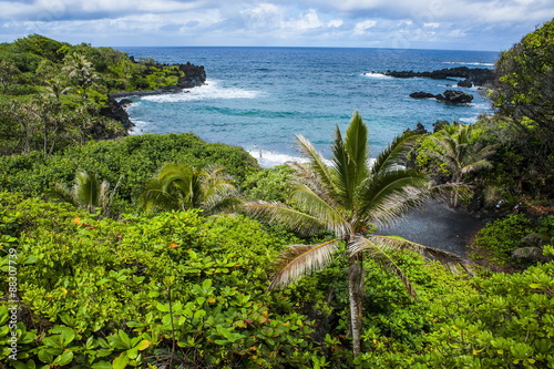 Pailoa beach at the Waianapanapa State Park along the road to Hana, Maui, Hawaii photo