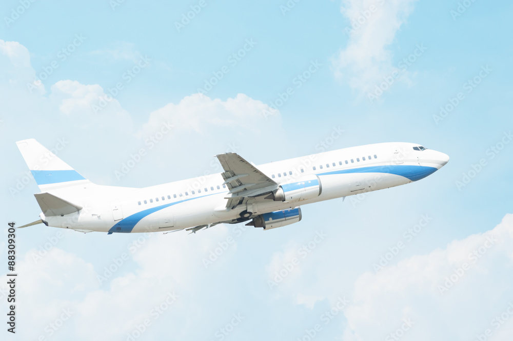 Airplane flying in the air.